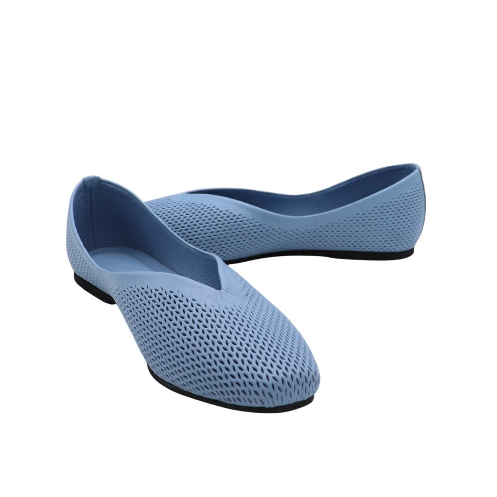 Avah Light Blue perforated leather women’s flats